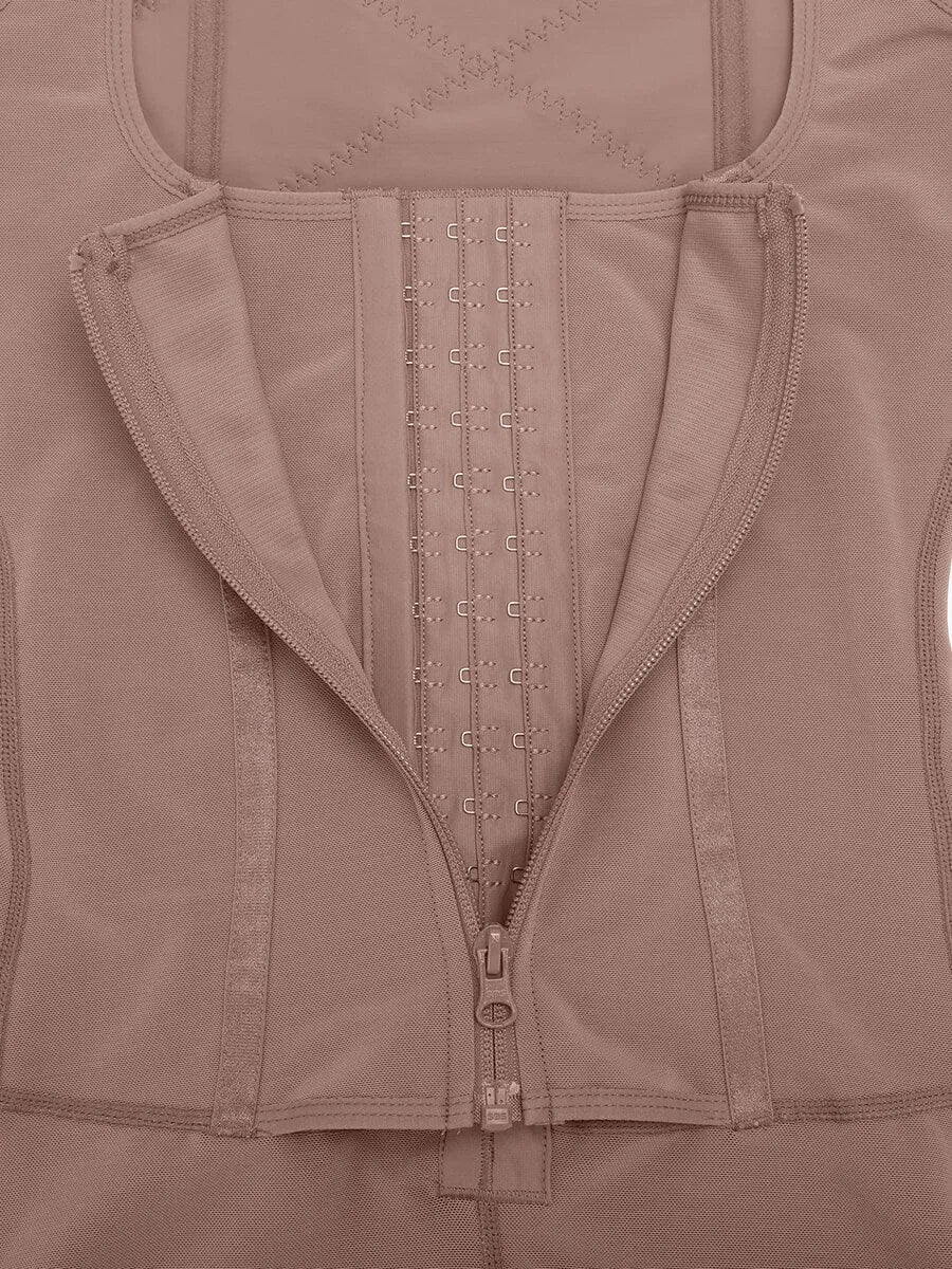 Faja postoperatoria en forma de U con soporte para busto, dos varillas de acero, control de cintura y abdomen