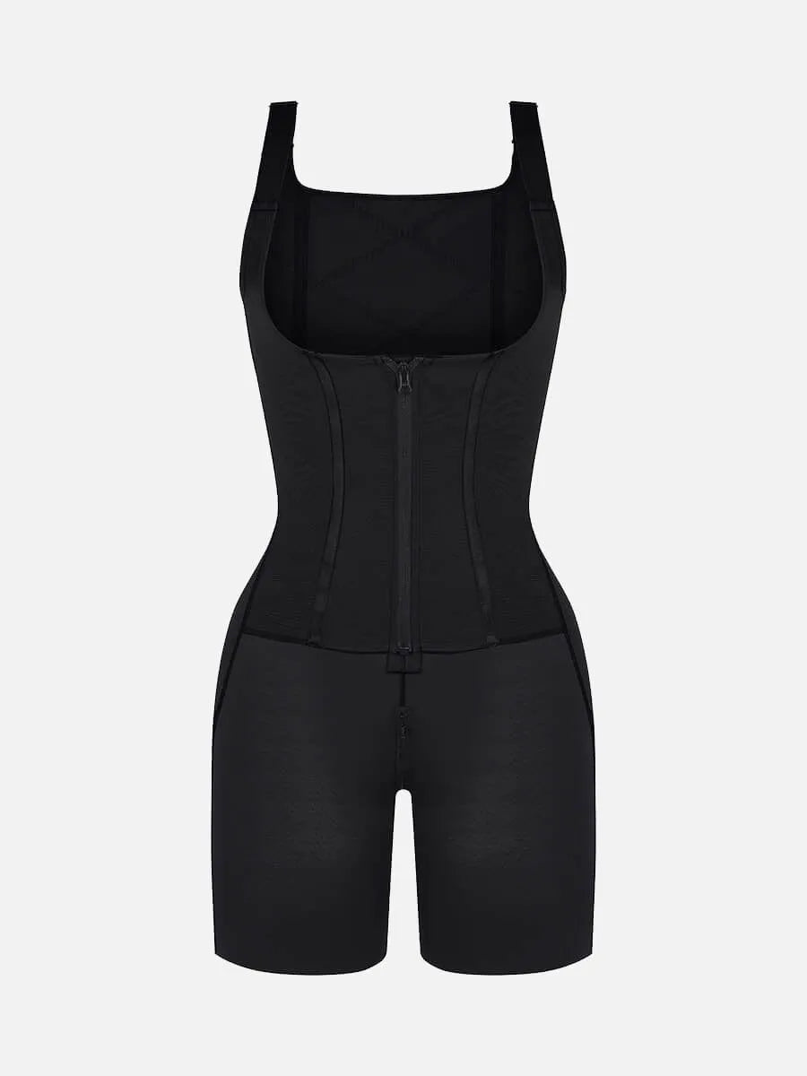 Faja postoperatoria en forma de U con soporte para busto, dos varillas de acero, control de cintura y abdomen