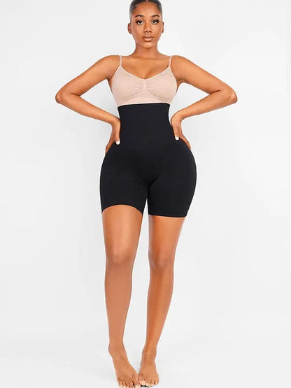 Shorts moldeadores sin costuras de doble capa con panel abdominal y 4 varillas de acero