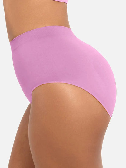 Braguita de talle alto sin costuras, control de abdomen, antibacteriana, color melocotón