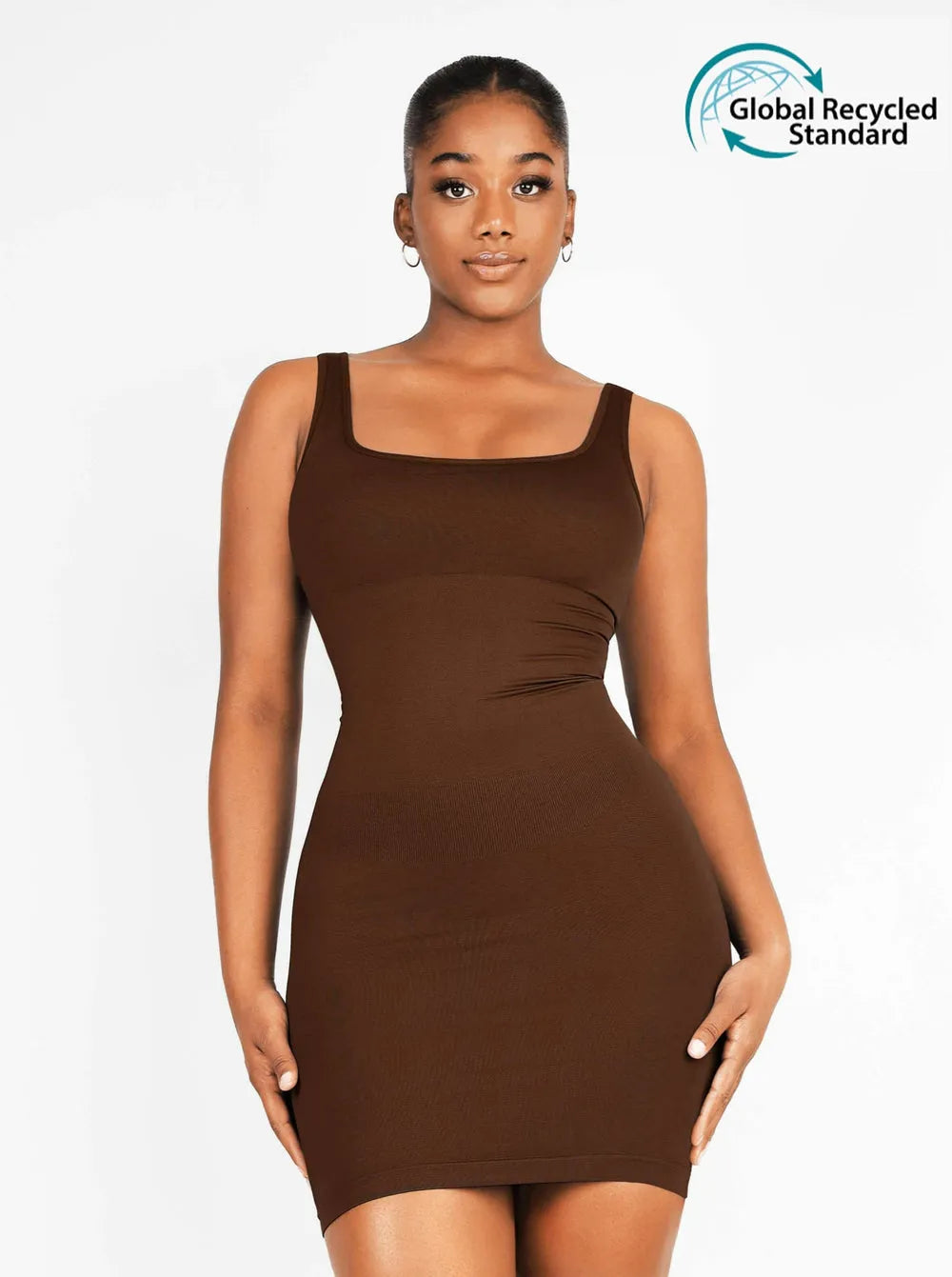 Vestido moldeador de escote cuadrado ecológico sin costuras