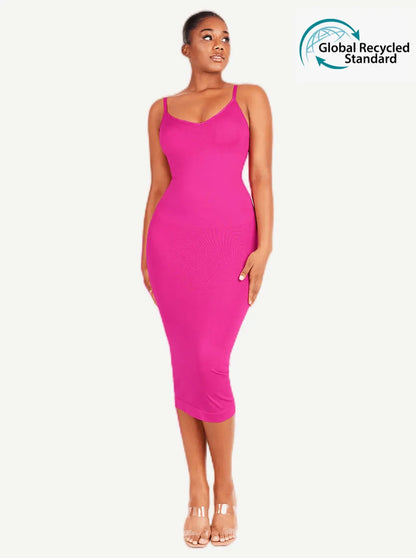 🌿Vestido moldeador sin costuras con tirantes finos y escote en V ecológico 🌿
