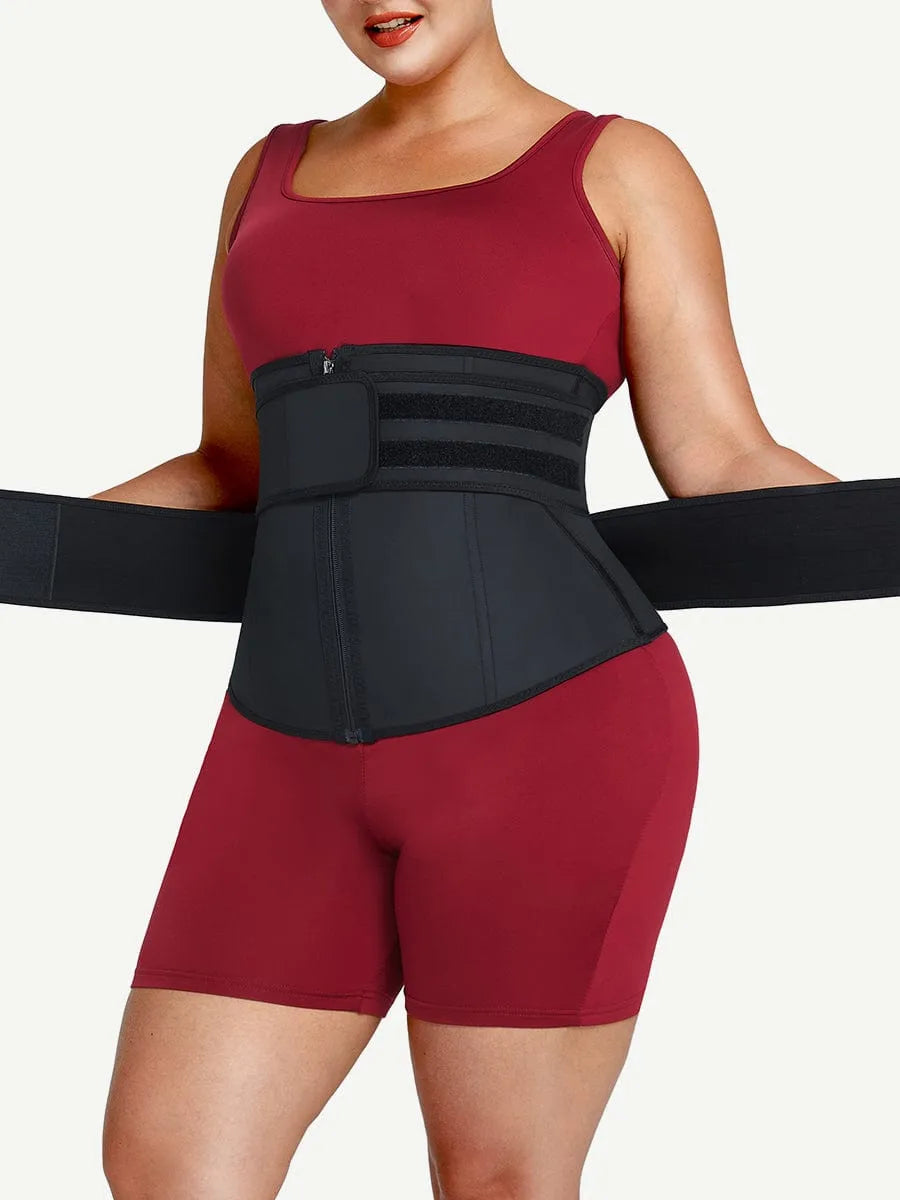 Faja reductora de cintura de látex  de talla grandecon cremallera y cinturón ajustable