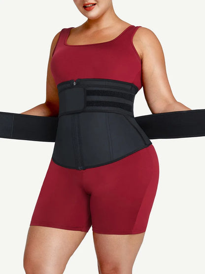 Faja reductora de cintura de látex  de talla grandecon cremallera y cinturón ajustable