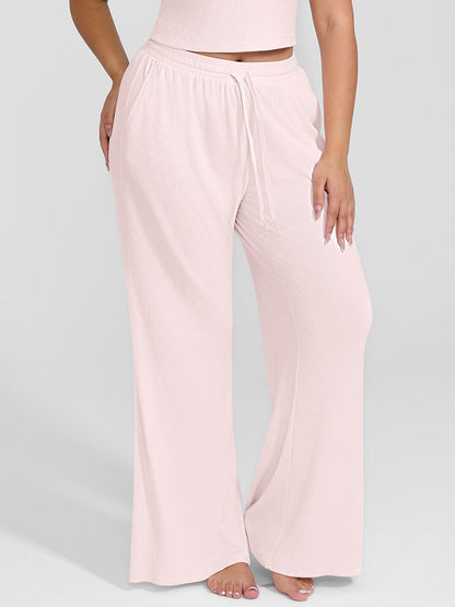 Pantalones de salón anchos de rayón acanalado