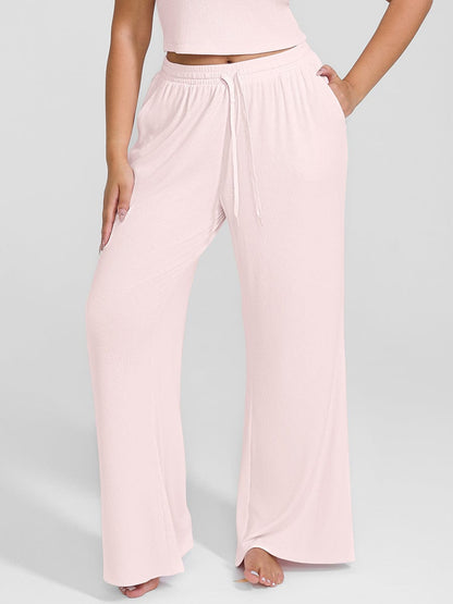 Pantalones de salón anchos de rayón acanalado