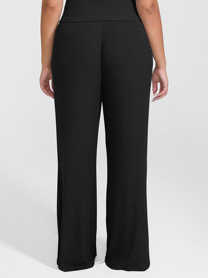 Pantalones de salón anchos de rayón acanalado