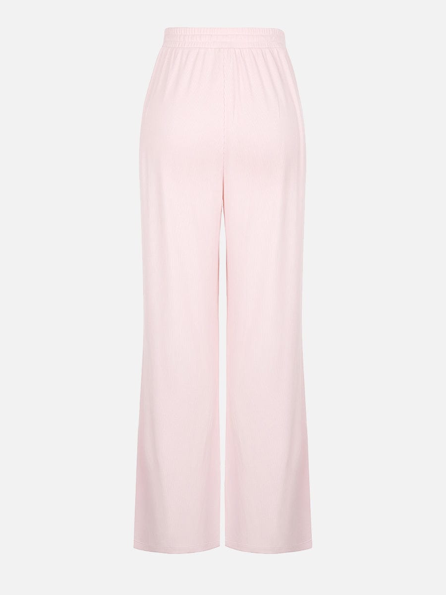 Pantalones de salón anchos de rayón acanalado