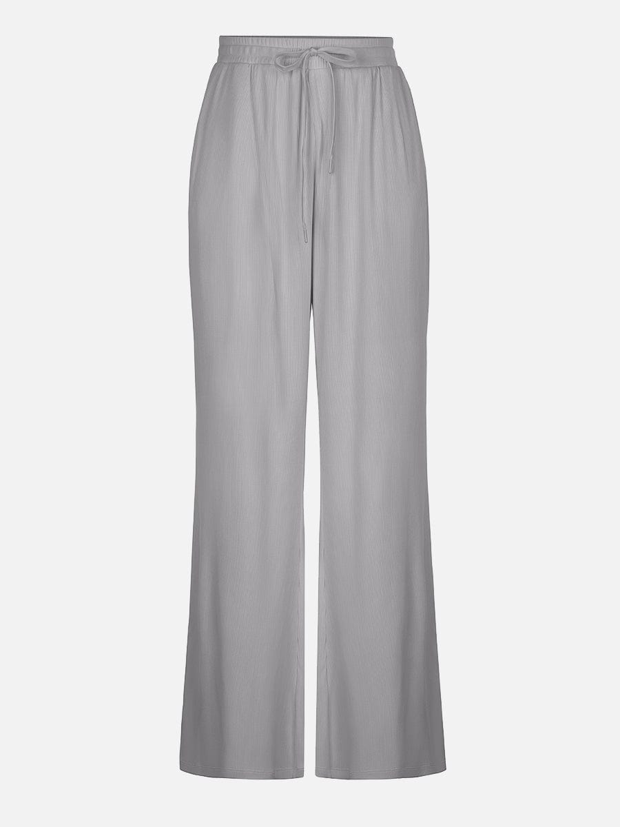 Pantalones de salón anchos de rayón acanalado