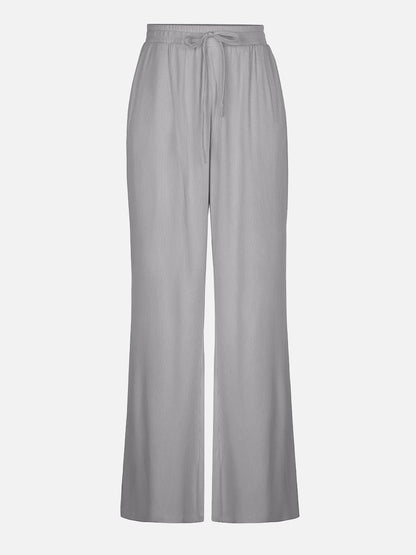 Pantalones de salón anchos de rayón acanalado