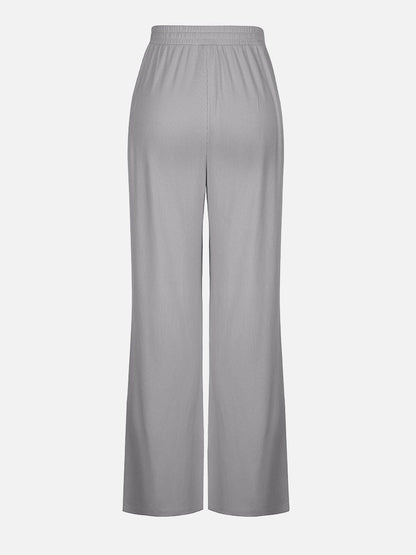 Pantalones de salón anchos de rayón acanalado