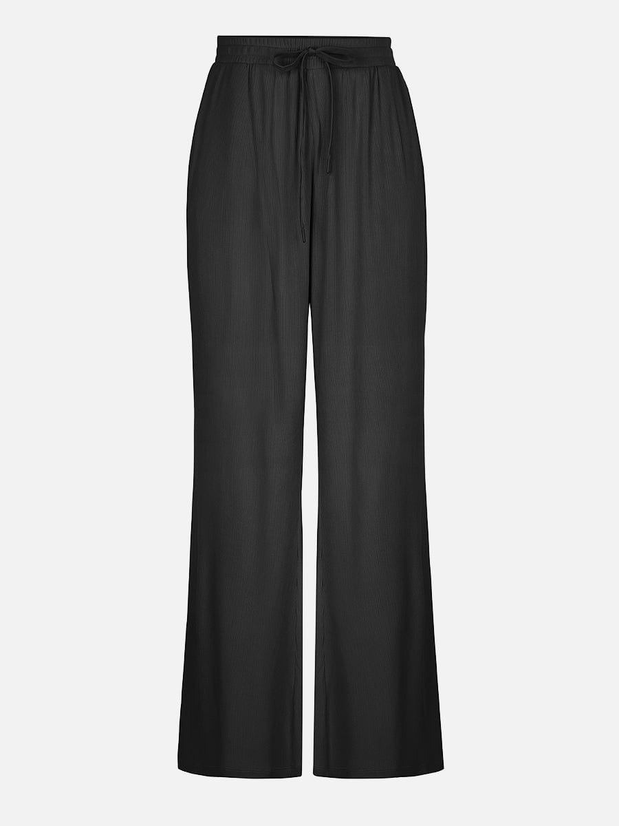 Pantalones de salón anchos de rayón acanalado