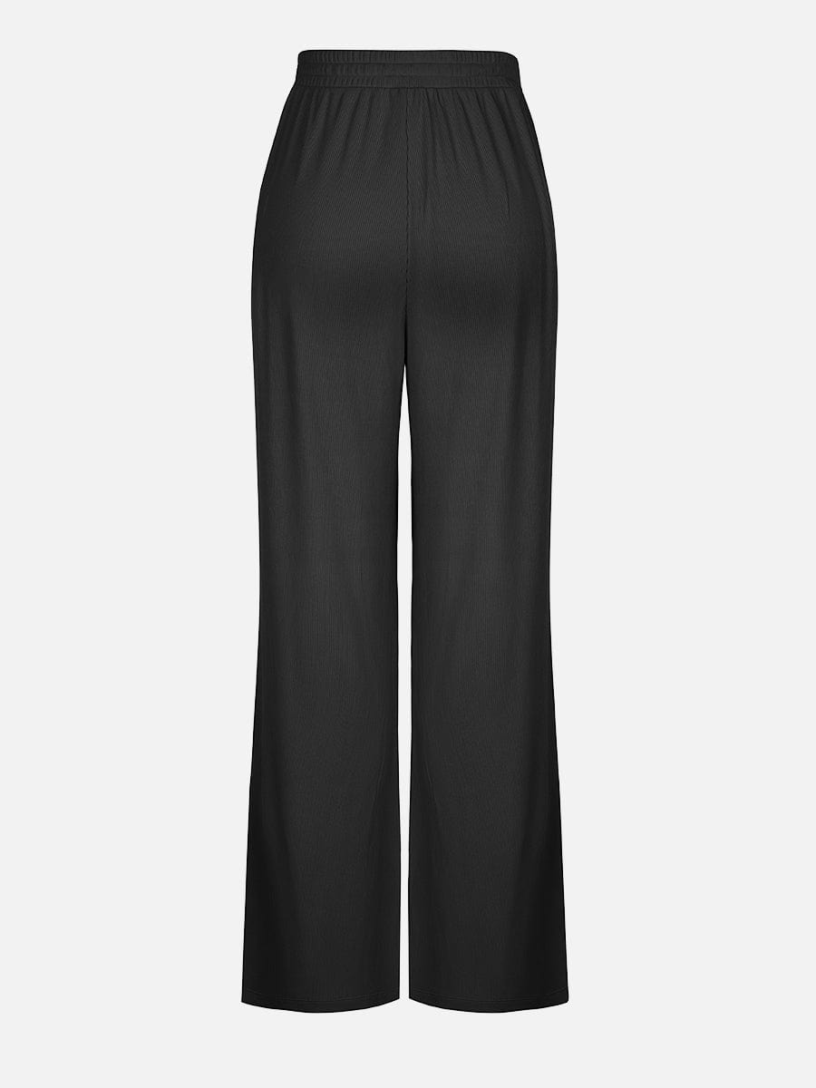 Pantalones de salón anchos de rayón acanalado
