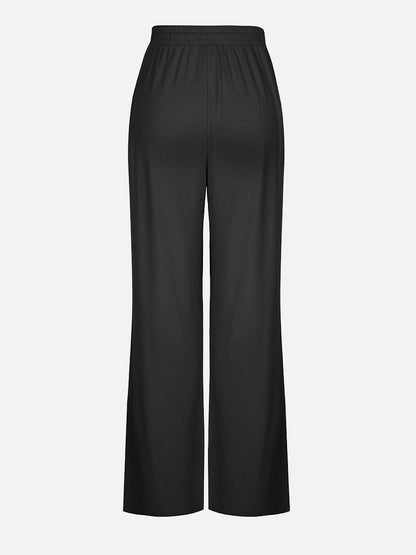 Pantalones de salón anchos de rayón acanalado