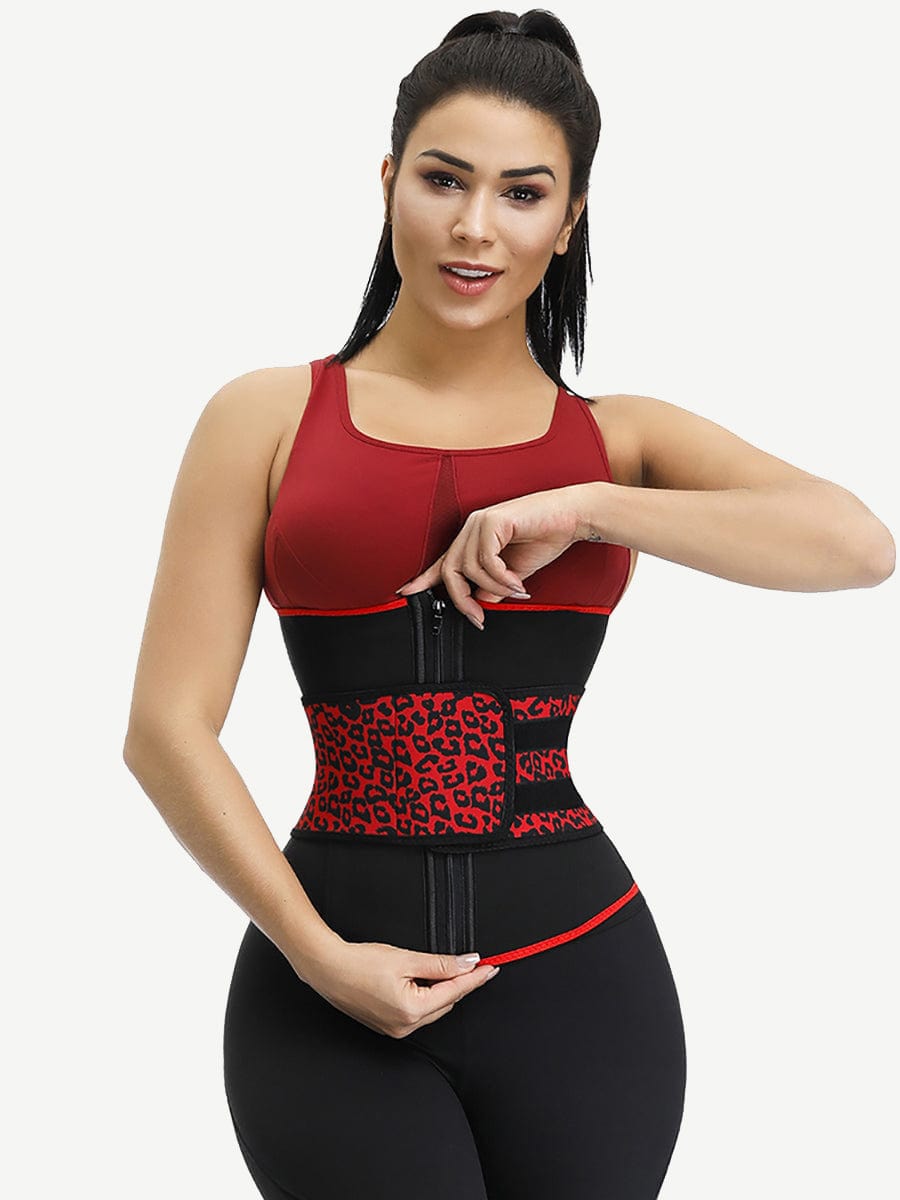 Faja reductora de neopreno con diseño de leopardo y 7 huesos de acero