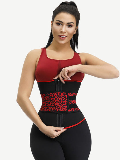 Faja reductora de neopreno con diseño de leopardo y 7 huesos de acero