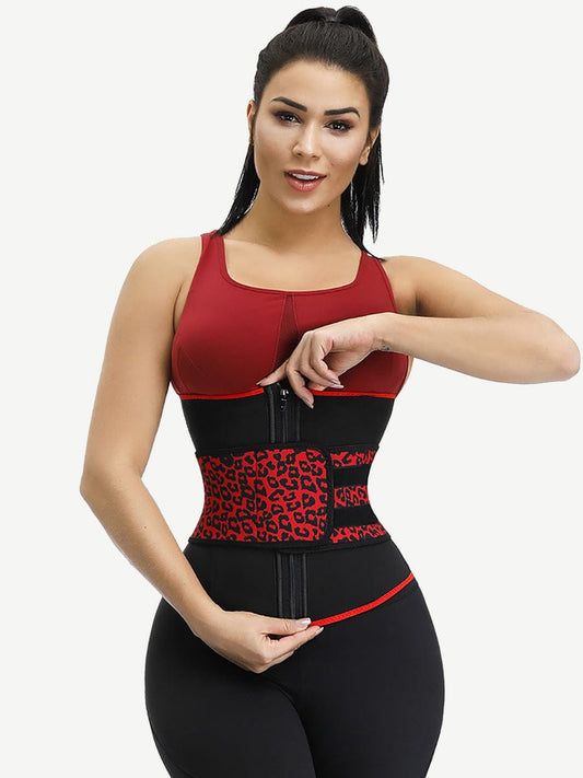 Faja reductora de neopreno con diseño de leopardo y 7 huesos de acero