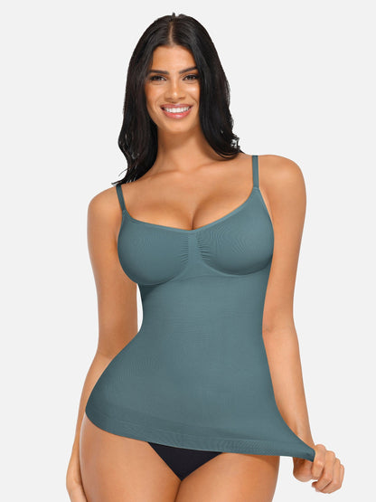 Camiseta sin mangas moldeadora de cintura y abdomen con soporte de busto sin costuras