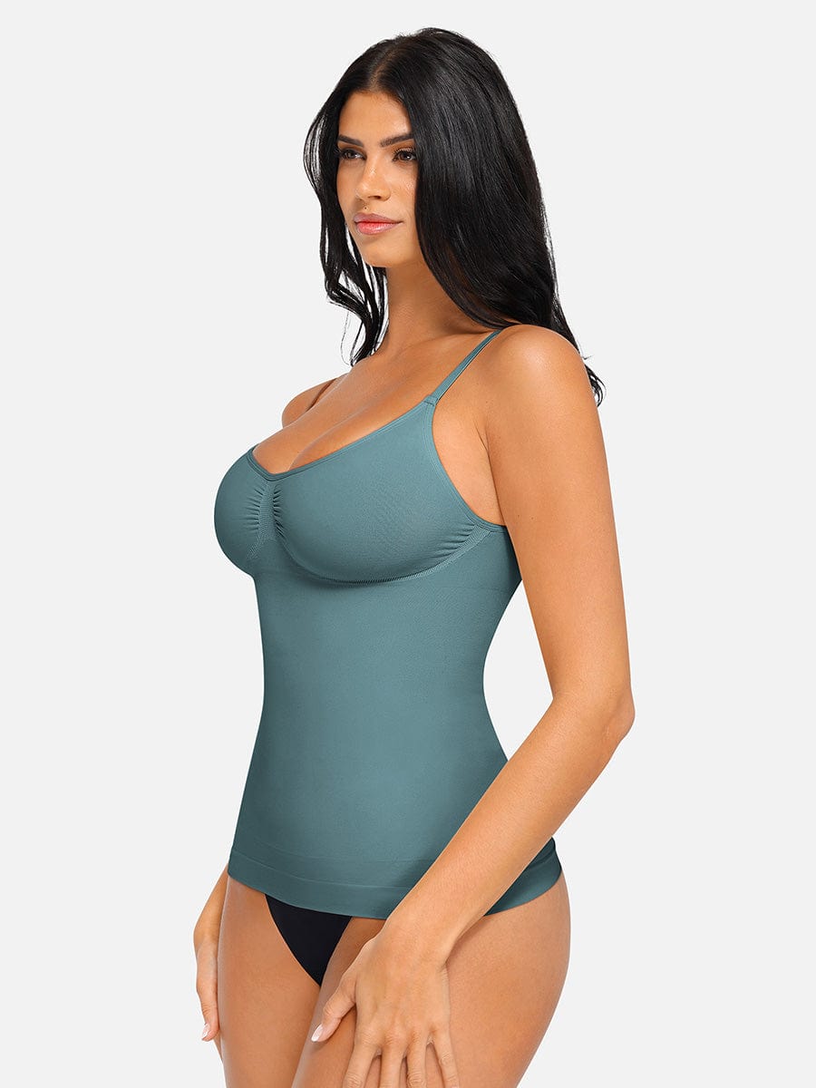 Camiseta sin mangas moldeadora de cintura y abdomen con soporte de busto sin costuras