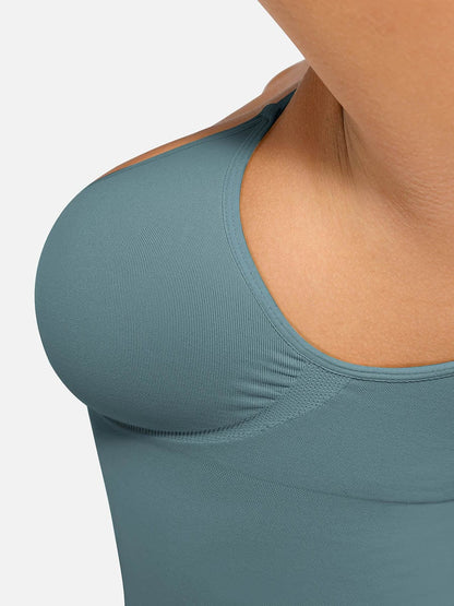 Camiseta sin mangas moldeadora de cintura y abdomen con soporte de busto sin costuras