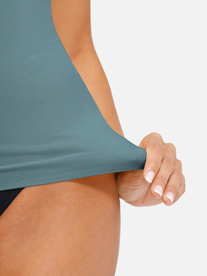 Camiseta sin mangas moldeadora de cintura y abdomen con soporte de busto sin costuras