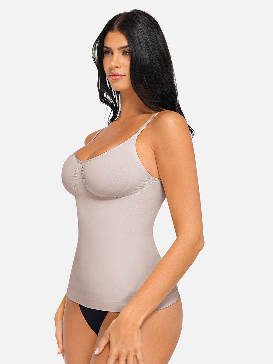 Camiseta sin mangas moldeadora de cintura y abdomen con soporte de busto sin costuras