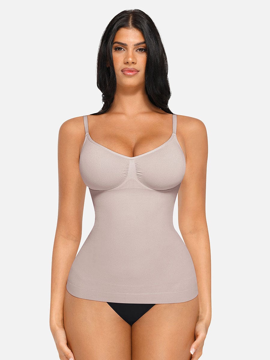 Camiseta sin mangas moldeadora de cintura y abdomen con soporte de busto sin costuras