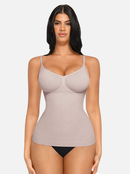 Camiseta sin mangas moldeadora de cintura y abdomen con soporte de busto sin costuras