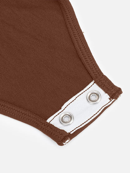 Body de control de cintura y busto con cuello de diamante sin costuras