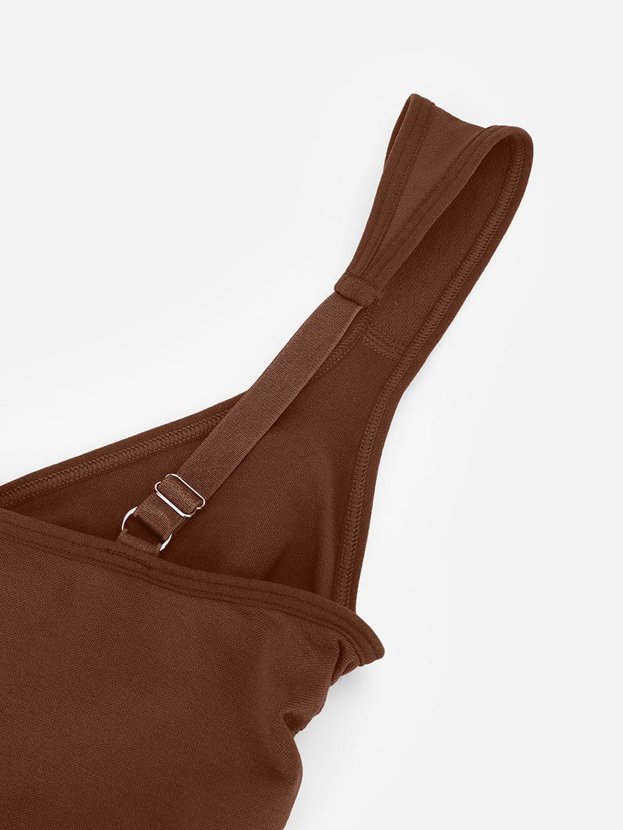 Body de control de cintura y busto con cuello de diamante sin costuras