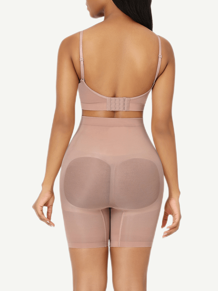pantalones cortos moldeadores de cintura alta sin costuras para realzar los glúteos.