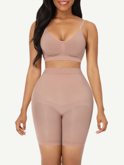 pantalones cortos moldeadores de cintura alta sin costuras para realzar los glúteos.