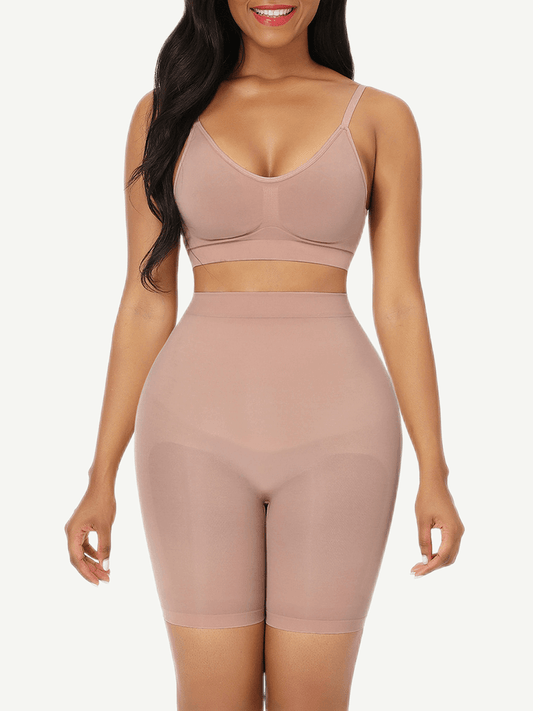 pantalones cortos moldeadores de cintura alta sin costuras para realzar los glúteos.