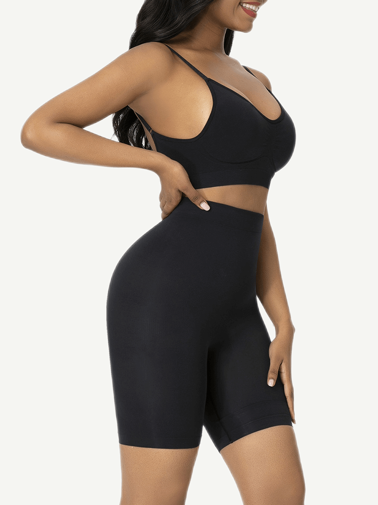 pantalones cortos moldeadores de cintura alta sin costuras para realzar los glúteos.