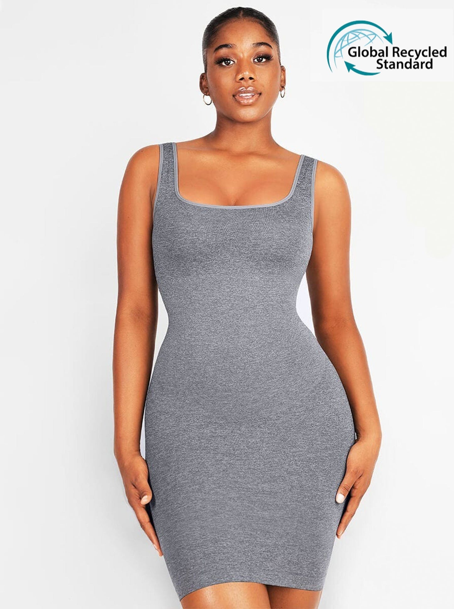 Vestido moldeador de escote cuadrado ecológico sin costuras