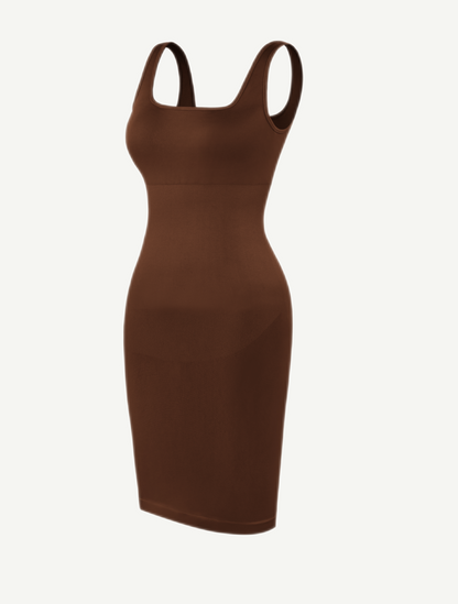 Vestido moldeador de escote cuadrado ecológico sin costuras