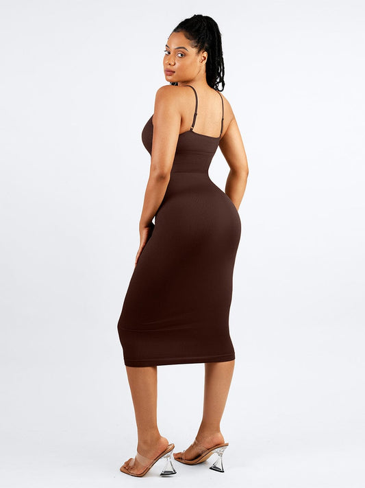 Vestido moldeador midi con control de cintura de 360°, ecológico y sin costuras