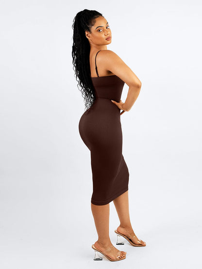 Vestido moldeador midi con control de cintura de 360°, ecológico y sin costuras