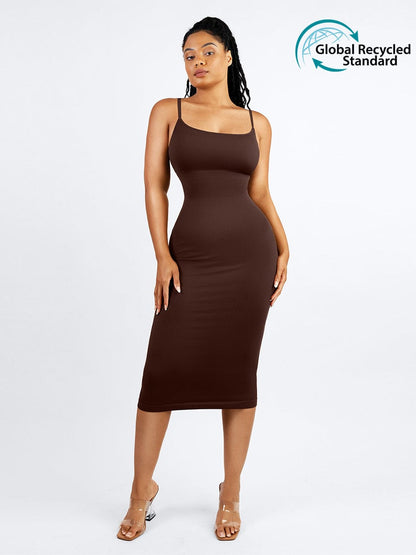 Vestido moldeador midi con control de cintura de 360°, ecológico y sin costuras