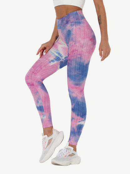 Leggings de yoga con teñido anudado azul profundo, adorables, largos hasta el tobillo, de buena calidad