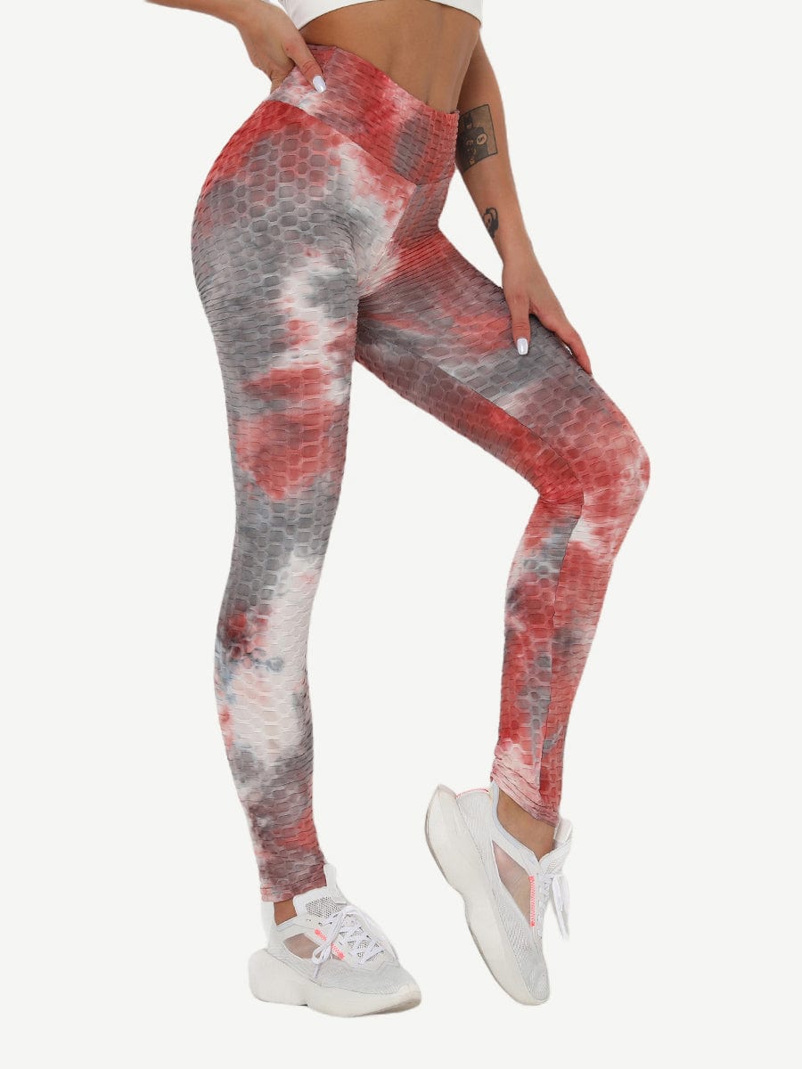 Leggings de yoga con teñido anudado azul profundo, adorables, largos hasta el tobillo, de buena calidad