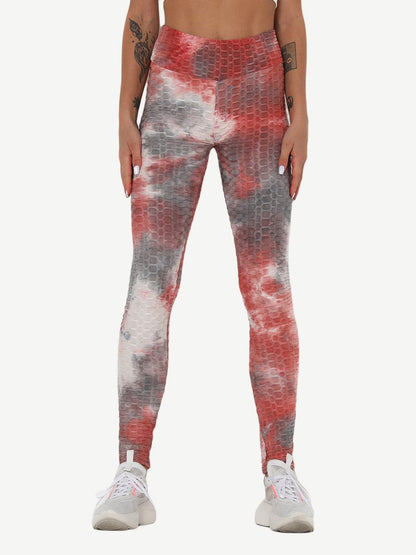 Leggings de yoga con teñido anudado azul profundo, adorables, largos hasta el tobillo, de buena calidad