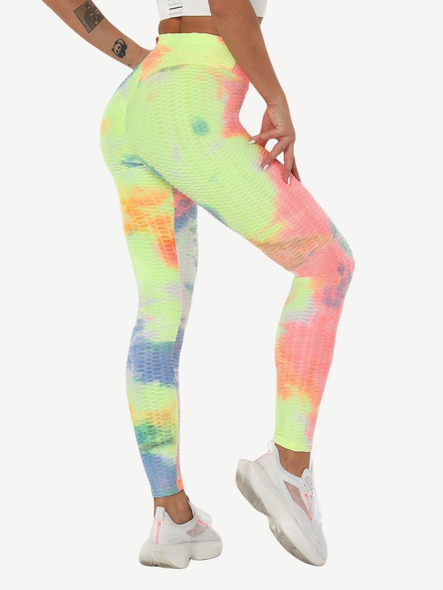 Leggings de yoga con teñido anudado azul profundo, adorables, largos hasta el tobillo, de buena calidad