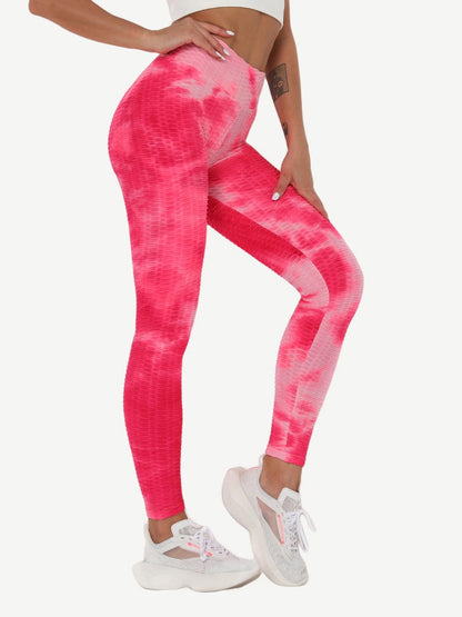 Leggings de yoga con teñido anudado azul profundo, adorables, largos hasta el tobillo, de buena calidad