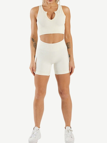 De ropa de yoga sin costuras, escote bajo, sin mangas, para entrenamiento