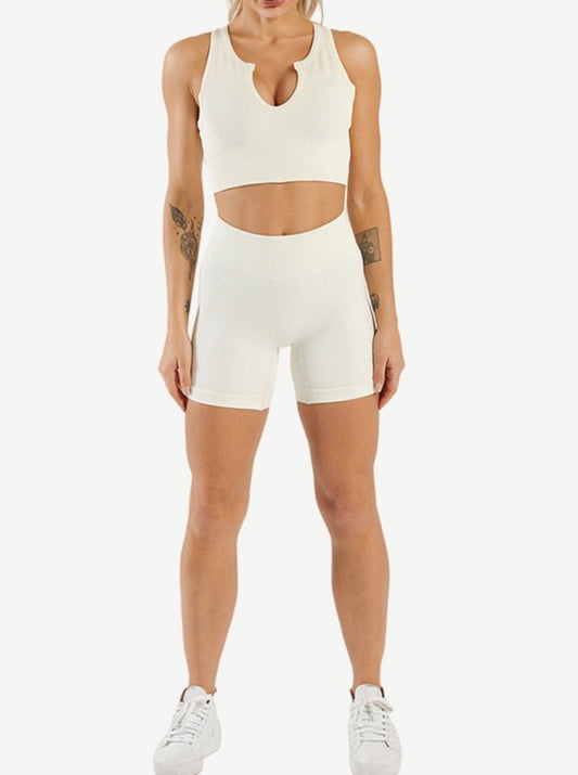 De ropa de yoga sin costuras, escote bajo, sin mangas, para entrenamiento