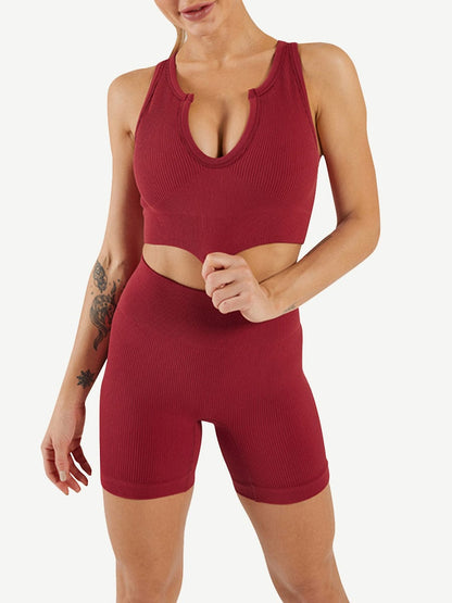 De ropa de yoga sin costuras, escote bajo, sin mangas, para entrenamiento