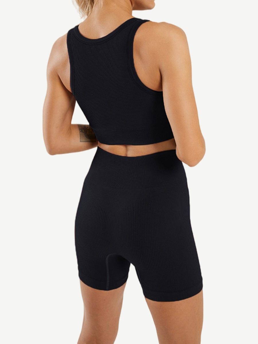 De ropa de yoga sin costuras, escote bajo, sin mangas, para entrenamiento