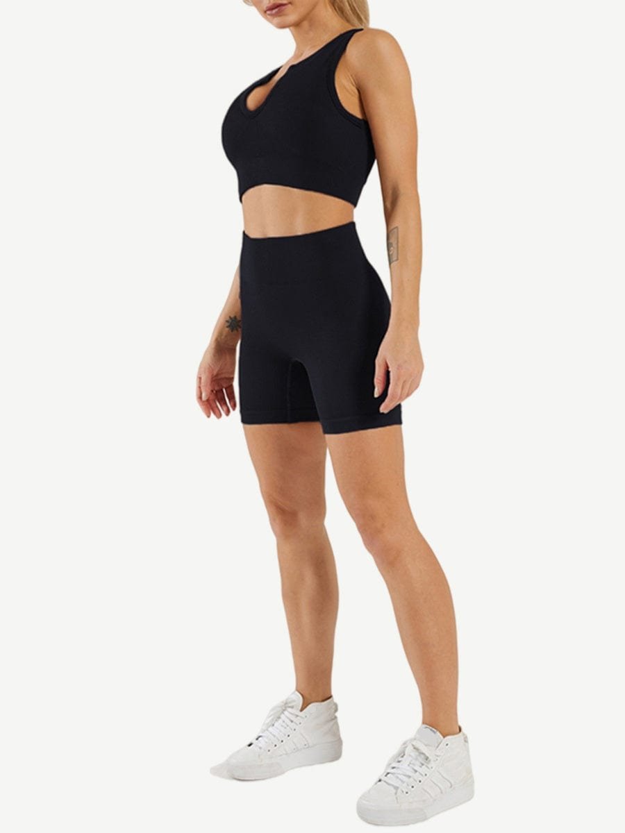 De ropa de yoga sin costuras, escote bajo, sin mangas, para entrenamiento