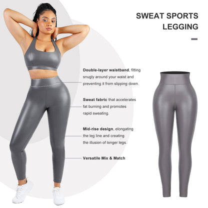 Pantalones deportivos de yoga y sauna con película plateada de cintura media